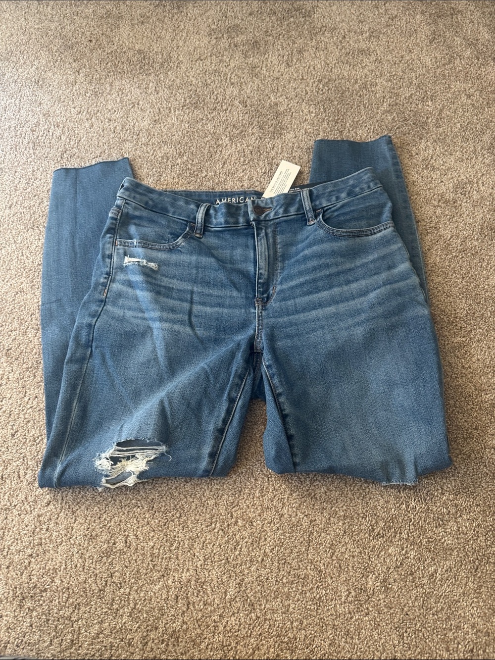 American Eagle Outfitters Distressed Medium Blue Skinny Jeans